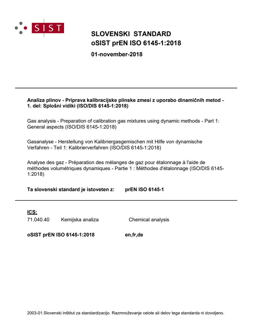 prEN ISO 6145-1:2018 - BARVE