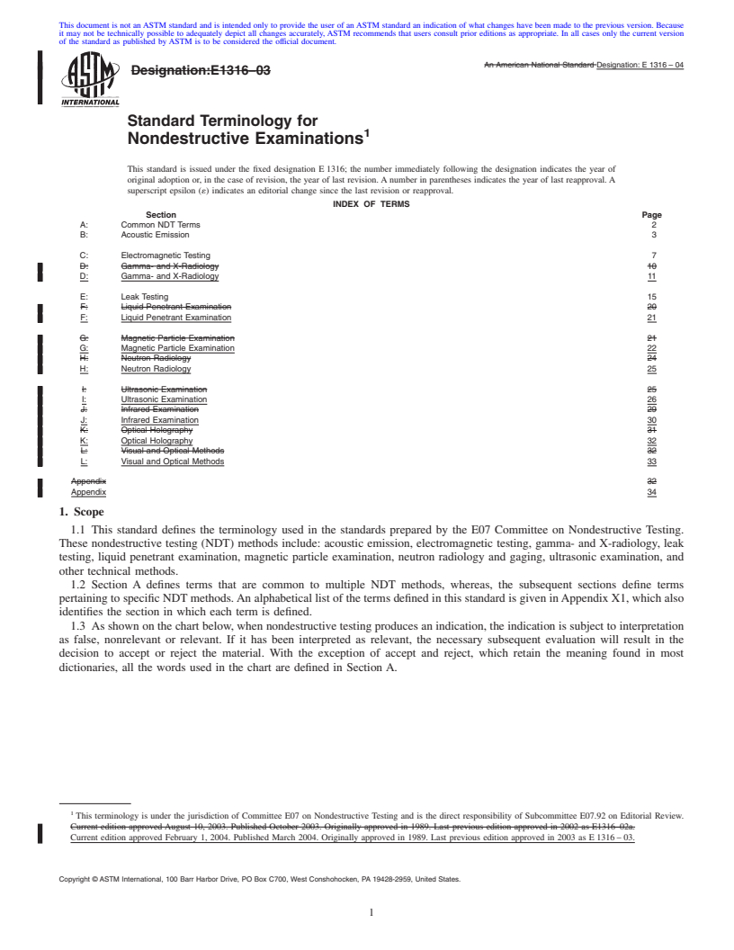 REDLINE ASTM E1316-04 - Standard Terminology for Nondestructive Examinations