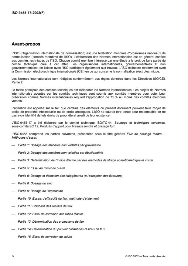 ISO 9455-17:2002 ISO 9455-17:2002 - Flux de brasage tendre -- Méthodes d'essai - Page 4 preview