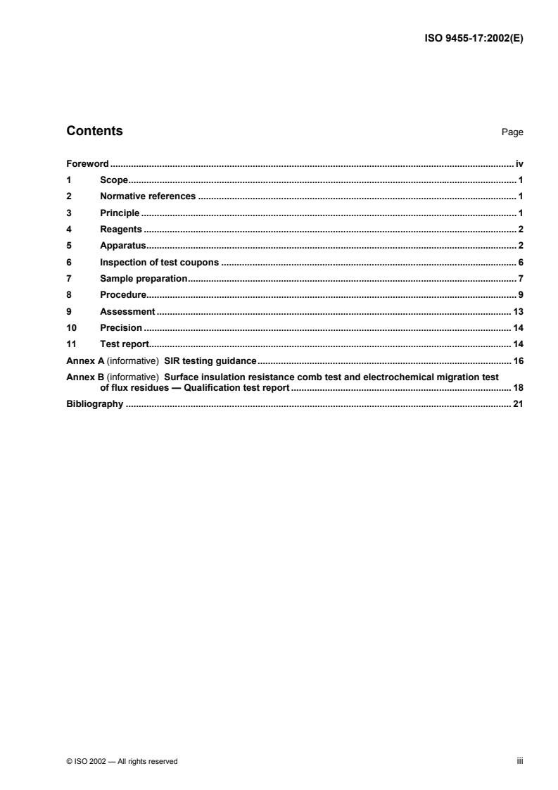 ISO 9455-17:2002 - Soft soldering fluxes — Test methods — Part 17: Surface insulation resistance comb test and electrochemical migration test of flux residues
Released:12/9/2002