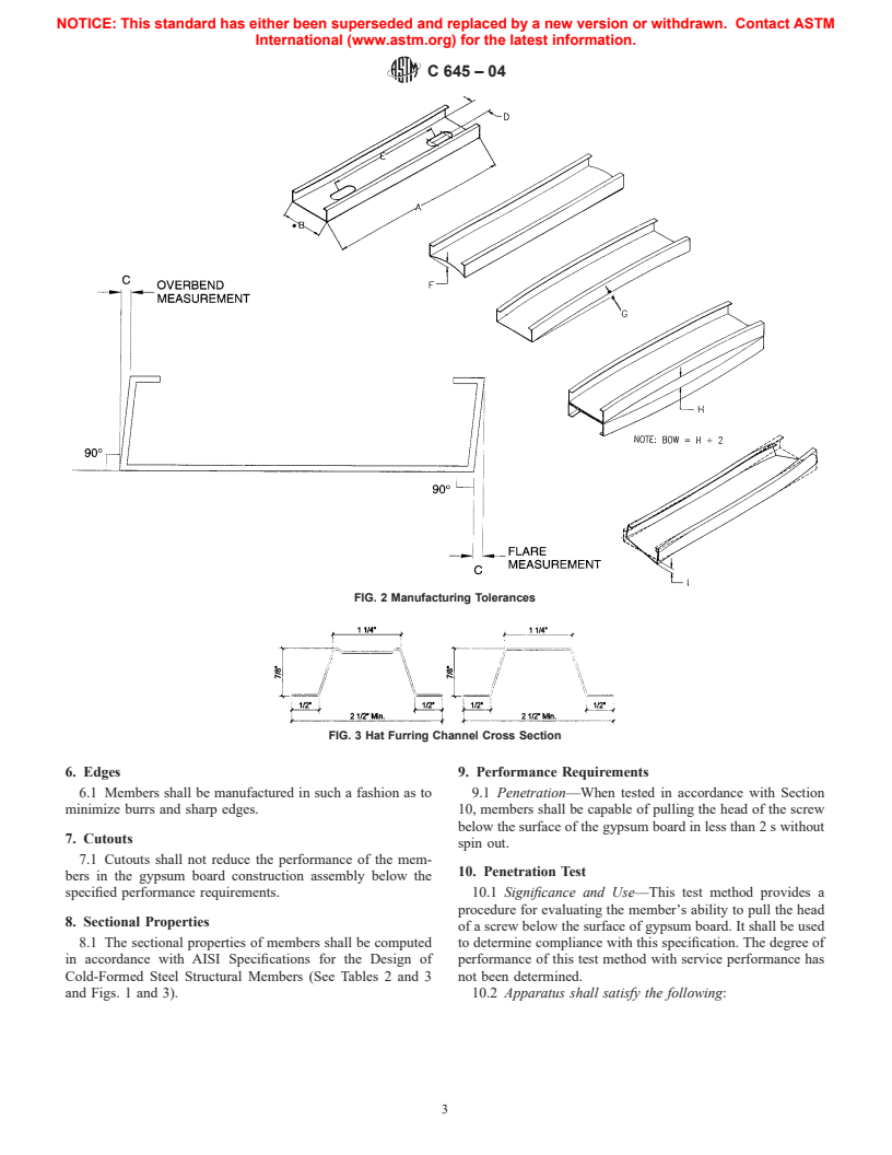 ASTM C645-04 - Standard Specification for Nonstructural Steel Framing Members