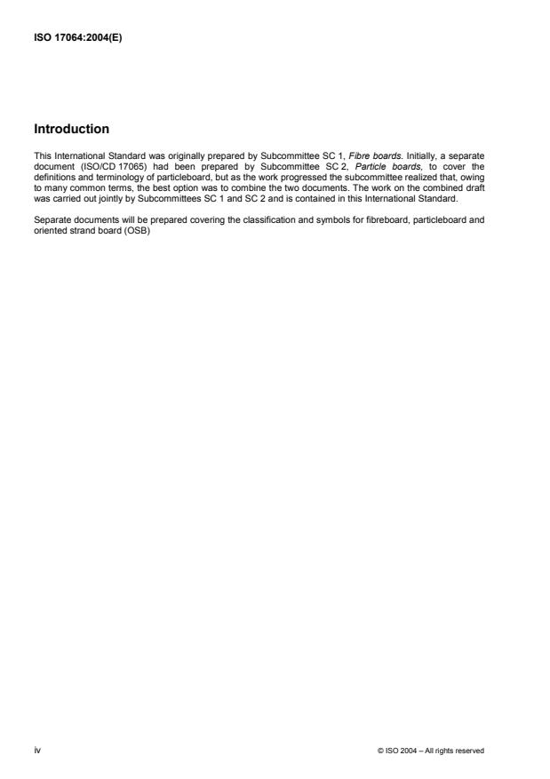 ISO 17064:2004 ISO 17064:2004 - Wood-based panels -- Fibreboard, particleboard and oriented strand board (OSB) -- Vocabulary - Page 4 preview