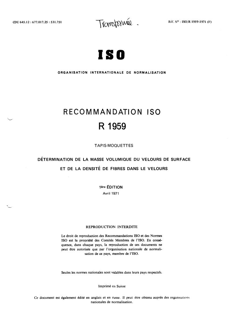 ISO/R 1959:1971 - Title missing - Legacy paper document
Released:1/1/1971