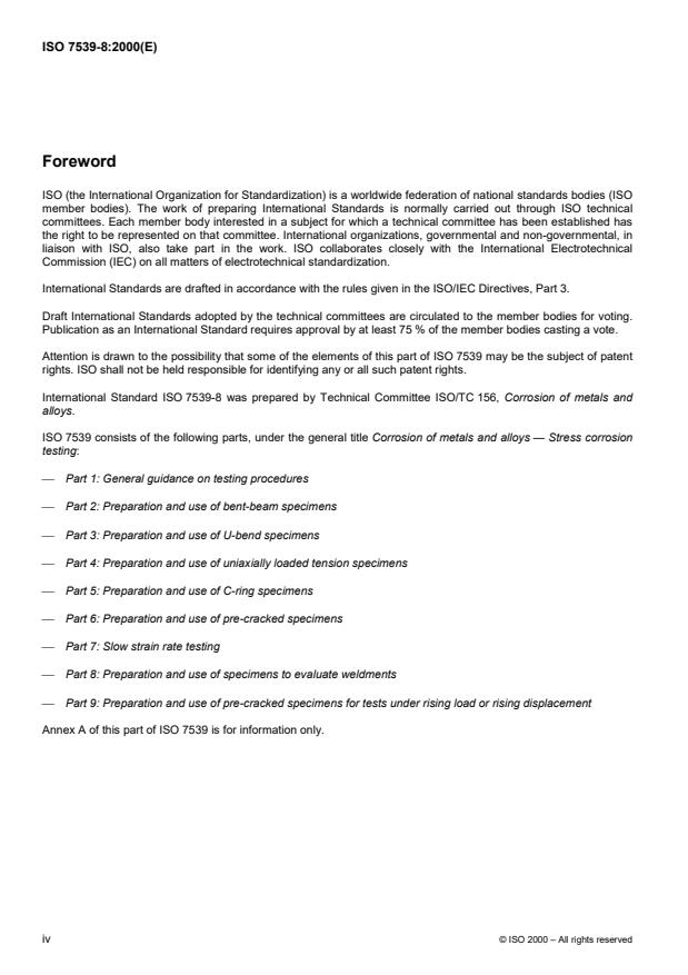 ISO 7539-8:2000 ISO 7539-8:2000 - Corrosion of metals and alloys -- Stress corrosion testing - Page 4 preview