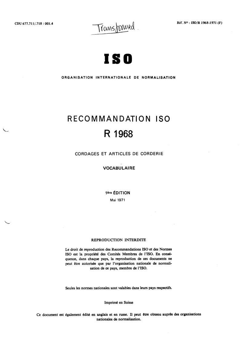 ISO/R 1968:1971 - Title missing - Legacy paper document
Released:1/1/1971