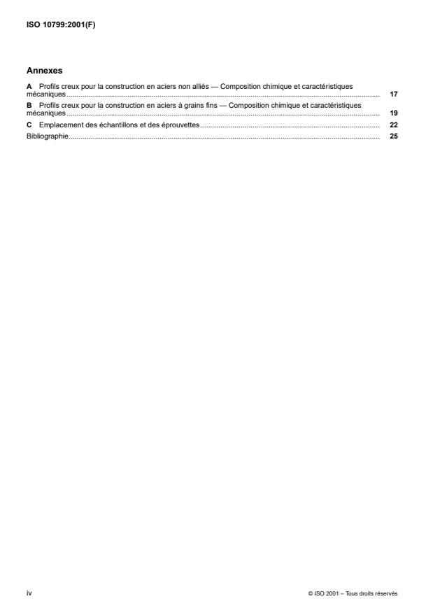 ISO 10799:2001 ISO 10799:2001 - Aciers de construction -- Profils creux pour la construction soudés formés a froid -- Conditions techniques de livraison - Page 4 preview