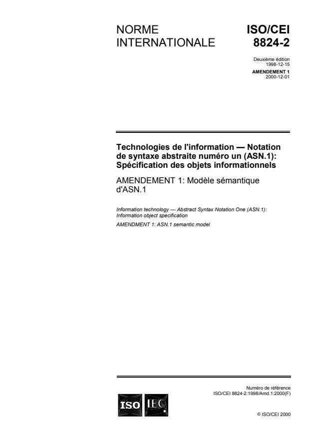 ISO/IEC 8824-2:1998/Amd 1:2000 - Modele sémantique d'ASN.1