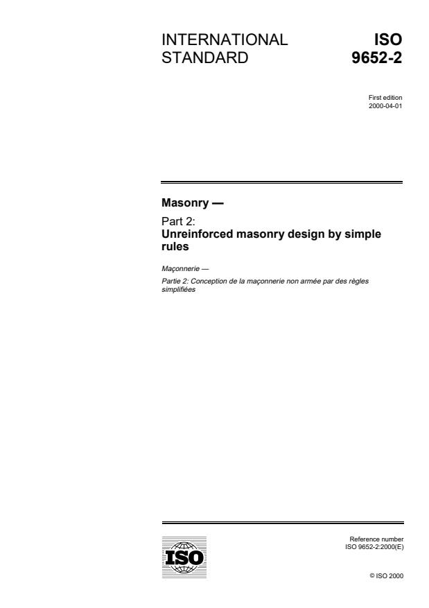 ISO 9652-2:2000 - Masonry