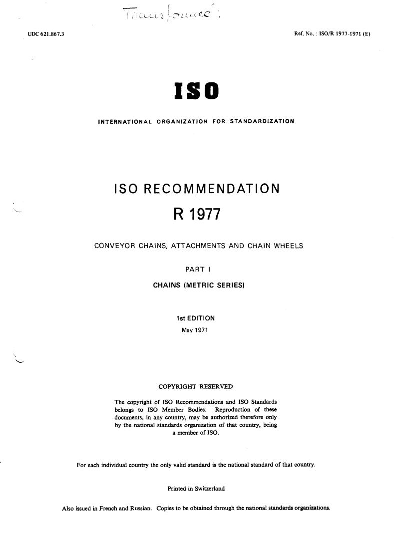ISO/R 1977:1971 - Title missing - Legacy paper document
Released:1/1/1971