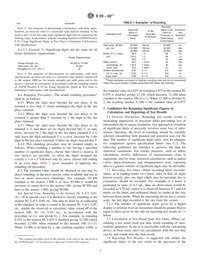 ASTM E29-02e1 - Standard Practice for Using Significant Digits in Test Data to Determine Conformance with Specifications