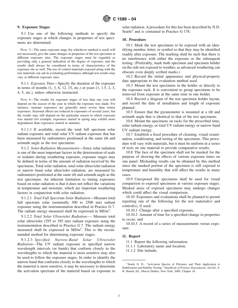 ASTM C1589-04 - Standard Practice for Outdoor Weathering of Construction Seals and Sealants