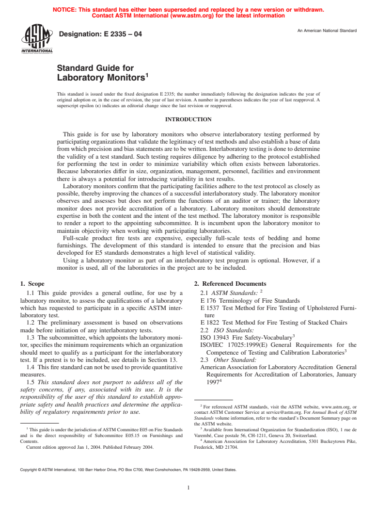 ASTM E2335-04 - Standard Guide for Laboratory Monitors