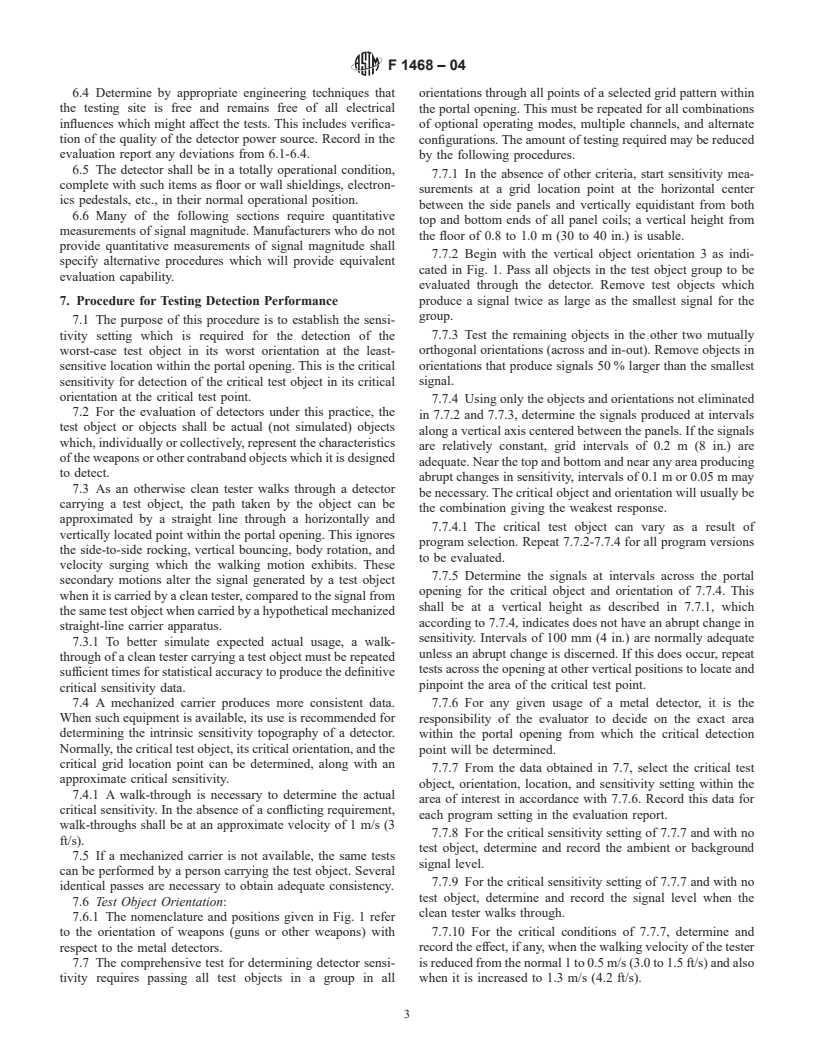 ASTM F1468-04 - Standard Practice for Evaluation of Metallic Weapons Detectors for Controlled Access Search and Screening