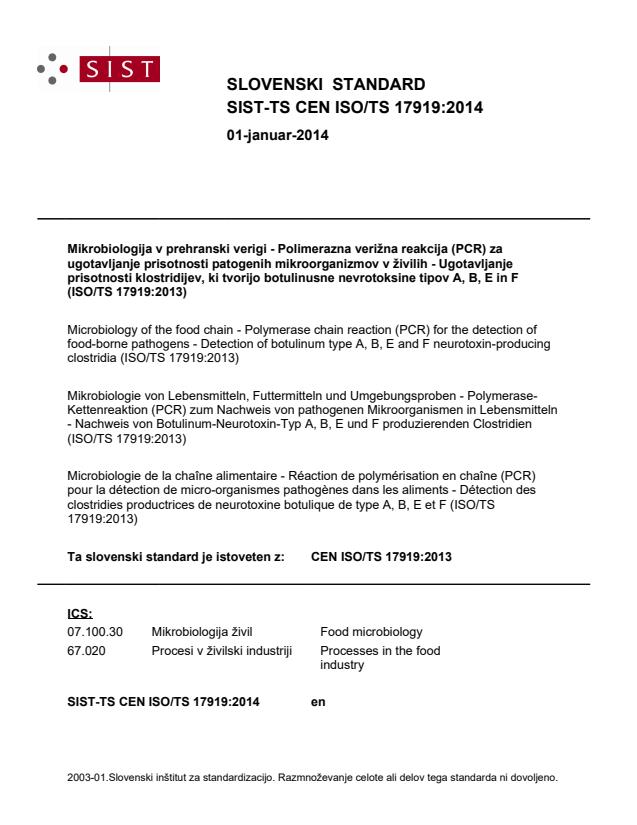 TS CEN ISO/TS 17919:2014
