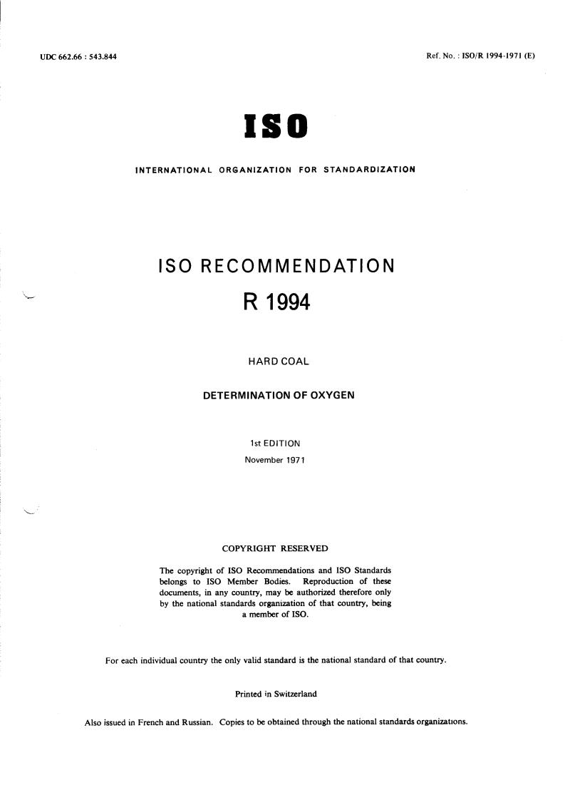 ISO/R 1994:1971 - Title missing - Legacy paper document
Released:1/1/1971