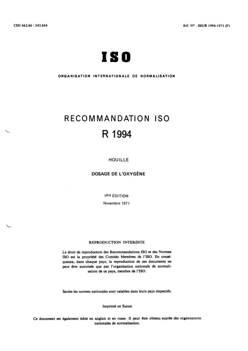 ISO/R 1994:1971 - Title missing - Legacy paper document
Released:1/1/1971