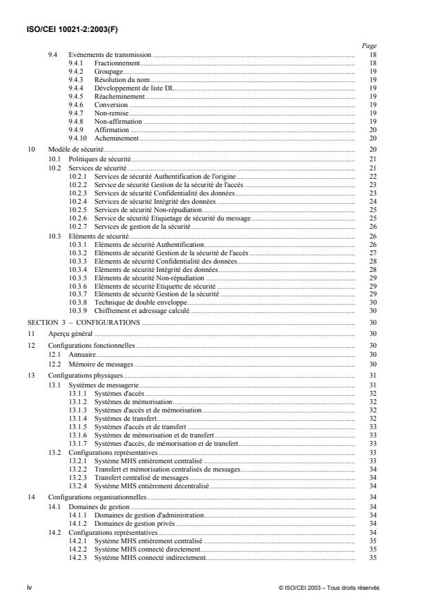ISO/IEC 10021-2:2003 ISO/IEC 10021-2:2003 - Technologies de l'information -- Systemes de messagerie (MHS): Architecture globale - Page 4 preview