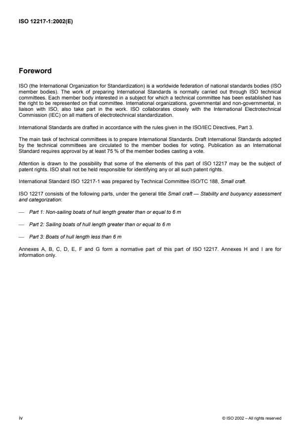 ISO 12217-1:2002 ISO 12217-1:2002 - Small craft -- Stability and buoyancy assessment and categorization - Page 4 preview