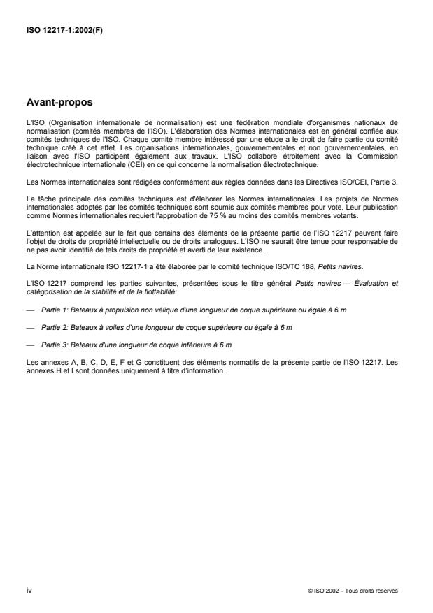 ISO 12217-1:2002 ISO 12217-1:2002 - Petits navires -- Évaluation et catégorisation de la stabilité et de la flottabilité - Page 4 preview