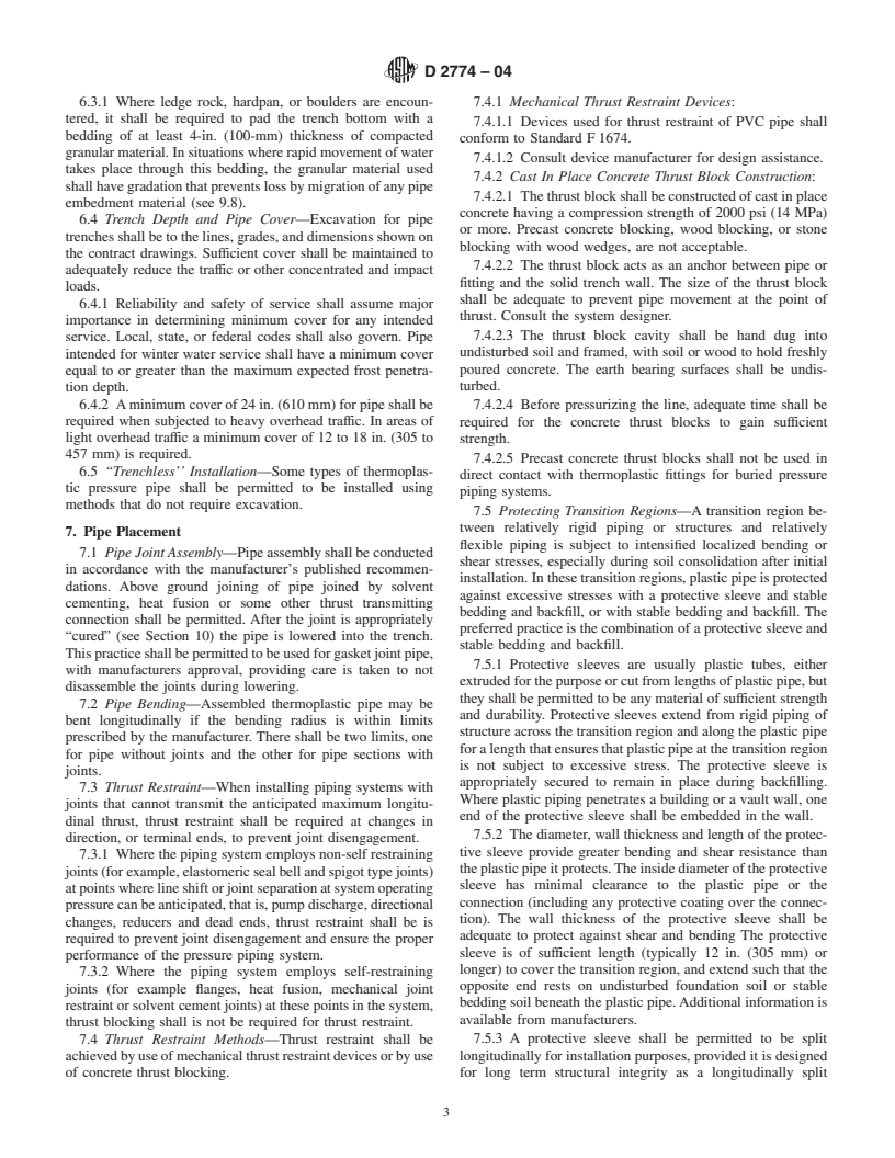 ASTM D2774-04 - Standard Practice for Underground Installation of Thermoplastic Pressure Piping