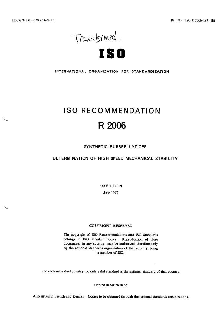 ISO/R 2006:1971 - Title missing - Legacy paper document
Released:1/1/1971