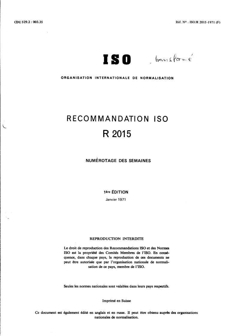 ISO/R 2015:1971 - Title missing - Legacy paper document
Released:1/1/1971