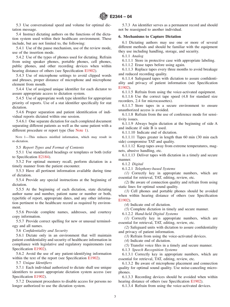 ASTM E2344-04 - Standard Guide for Data Capture through the Dictation Process