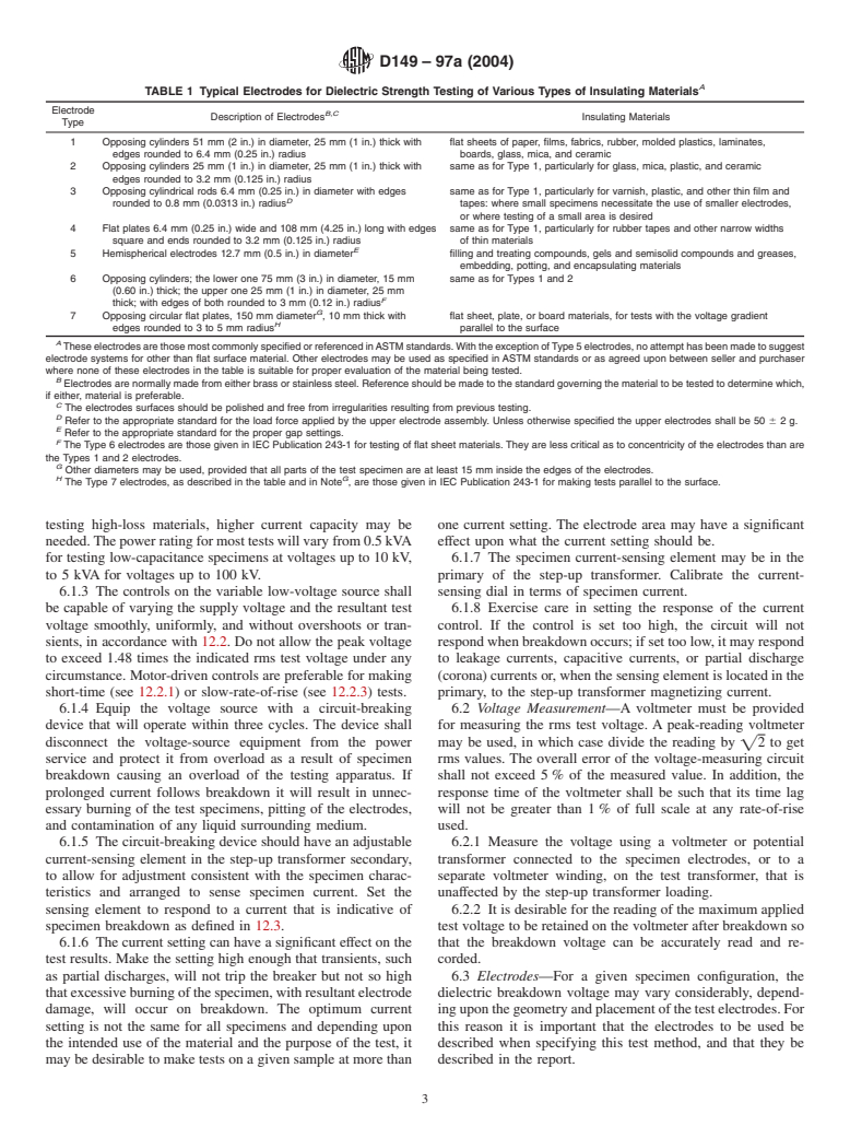 ASTM D149-97a(2004) - Standard Test Method for Dielectric Breakdown Voltage and Dielectric Strength of Solid Electrical Insulating Materials at Commercial Power Frequencies