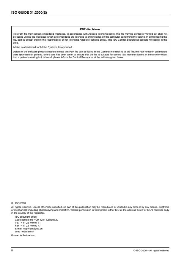 ISO Guide 31:2000 ISO Guide 31:2000 - Reference materials -- Contents of certificates and labels - Page 2 preview