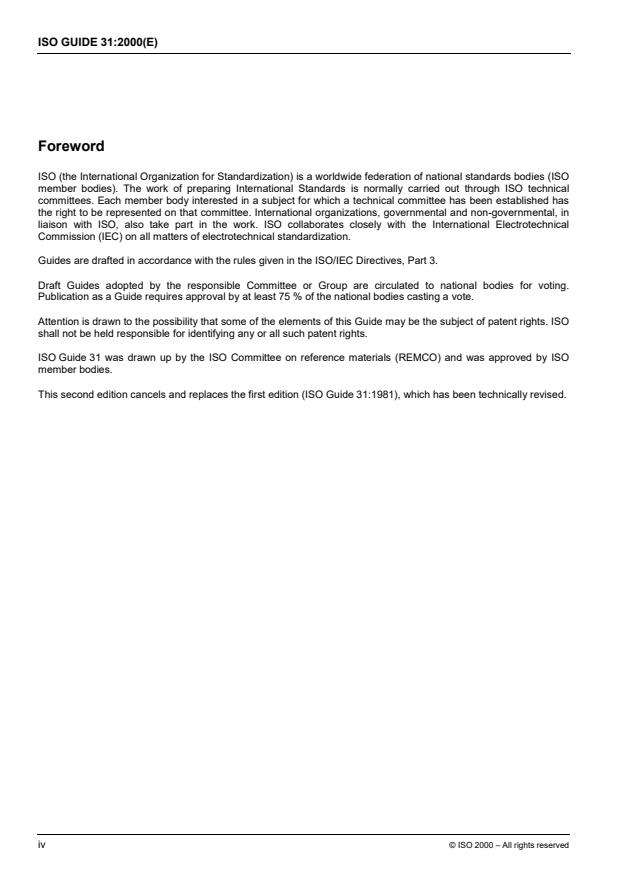 ISO Guide 31:2000 ISO Guide 31:2000 - Reference materials -- Contents of certificates and labels - Page 4 preview