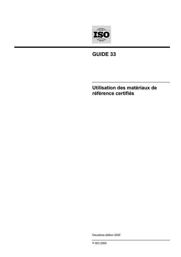 ISO Guide 33:2000 - Utilisation des matériaux de référence certifiés