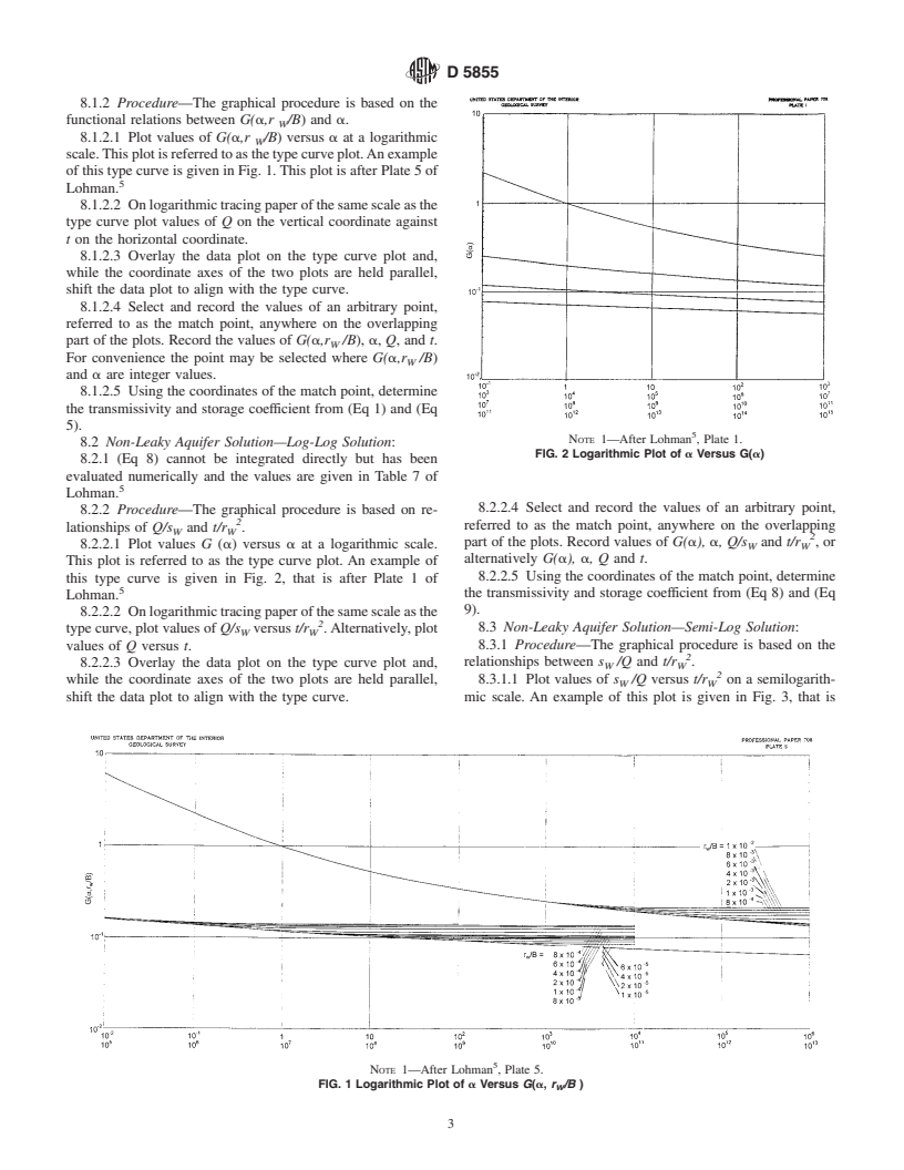 ASTM D5855-95(2000) - Standard Test Method for (Analytical Procedure) for Determining Transmissivity and Storage Coefficient of a Confined Nonleaky or Leaky Aquifer by Constant Drawdown Method in a Flowing Well