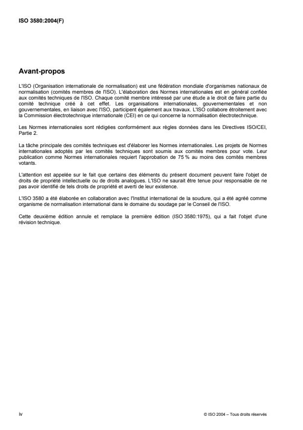 ISO 3580:2004 ISO 3580:2004 - Produits consommables pour le soudage -- Électrodes enrobées pour le soudage manuel a l'arc des aciers résistant au fluage -- Classification - Page 4 preview