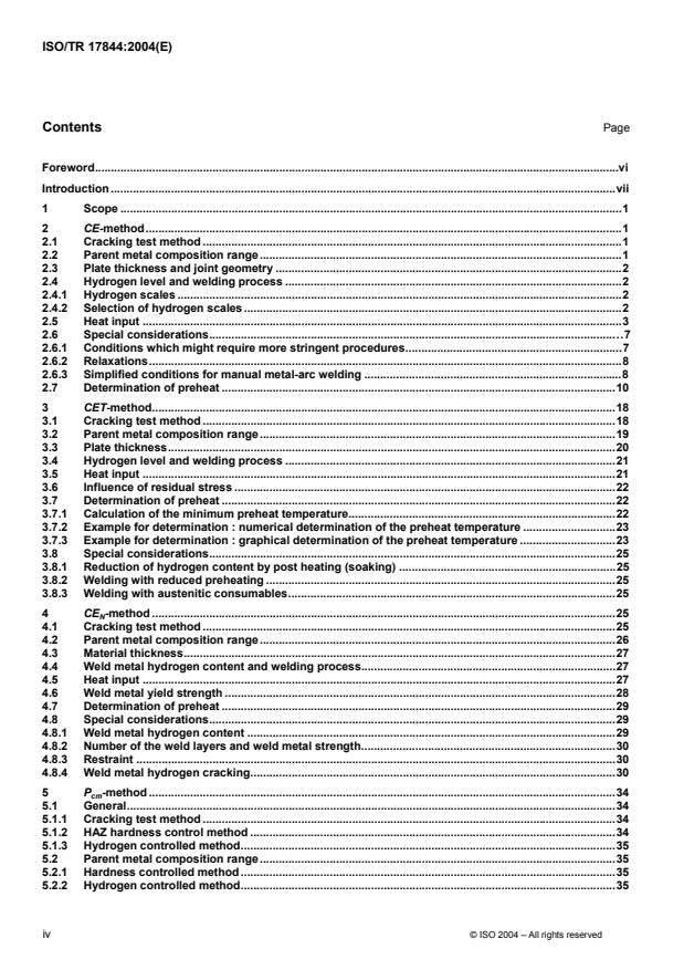ISO/TR 17844:2004 ISO/TR 17844:2004 - Welding -- Comparison of standardised methods for the avoidance of cold cracks - Page 4 preview