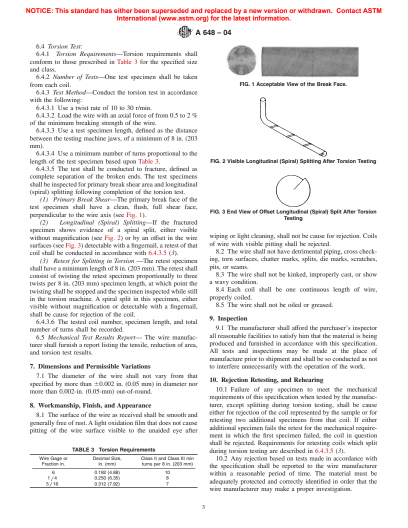 ASTM A648-04 - Standard Specification for Steel Wire, Hard Drawn for Prestressing Concrete Pipe