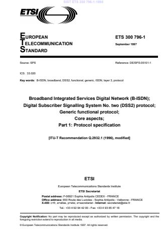 P ETS 300 796-1:1998