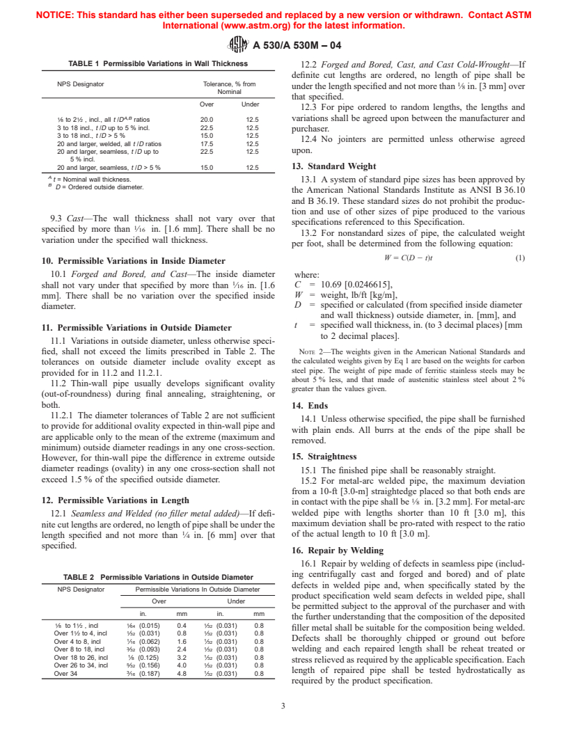 ASTM A530/A530M-04 - Standard Specification for General Requirements for Specialized Carbon and Alloy Steel Pipe