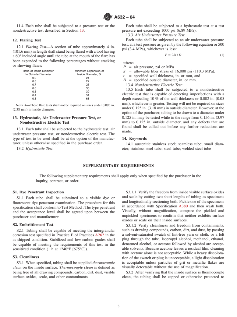 ASTM A632-04 - Standard Specification for Seamless and Welded Austenitic Stainless Steel Tubing (Small-Diameter) for General Service