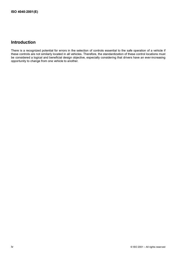 ISO 4040:2001 ISO 4040:2001 - Road vehicles -- Location of hand controls, indicators and tell-tales in motor vehicles - Page 4 preview