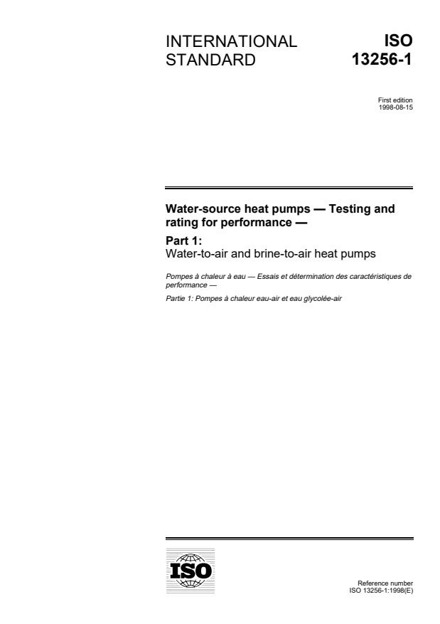 ISO 13256-1:1998 - Water-source heat pumps -- Testing and rating for performance