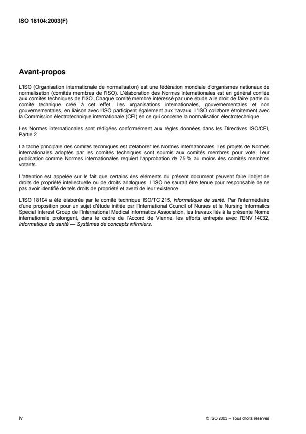 ISO 18104:2003 ISO 18104:2003 - Informatique de santé -- Intégration d'un modele de terminologie de référence pour les soins infirmiers - Page 4 preview