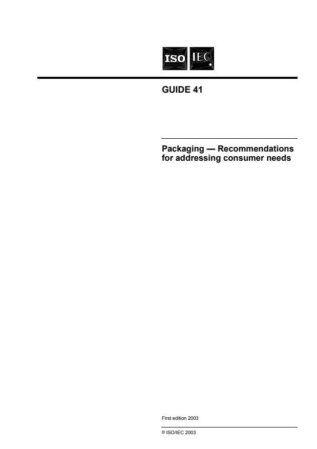 ISO/IEC Guide 41:2003 - Packaging -- Recommendations for addressing consumer needs