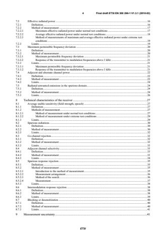 SIST EN 300 296-1 V1.3.1:2010 ETSI EN 300 296-1 V1.3.1 (2010-03) - Electromagnetic compatibility and Radio spectrum Matters (ERM); Land Mobile Service; Radio equipment using integral antennas intended primarily for analogue speech; Part 1: Technical characteristics and methods of measurement - Page 4 preview