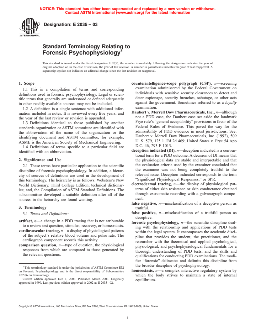 ASTM E2035-03 - Standard Terminology Relating to Forensic Psychophysiology