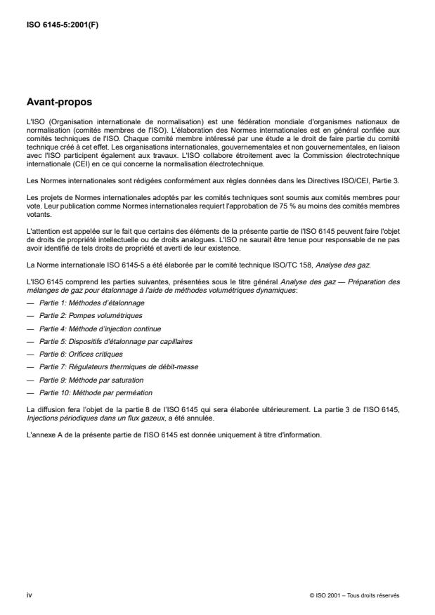 ISO 6145-5:2001 ISO 6145-5:2001 - Analyse des gaz -- Préparation des mélanges de gaz pour étalonnage a l'aide de méthodes volumétriques dynamiques - Page 4 preview