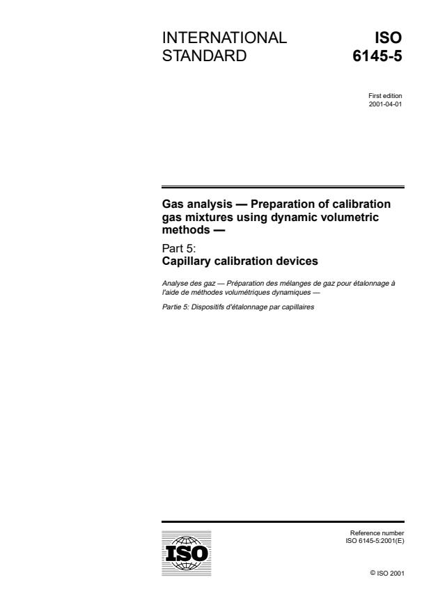 ISO 6145-5:2001 - Gas analysis -- Preparation of calibration gas mixtures using dynamic volumetric methods