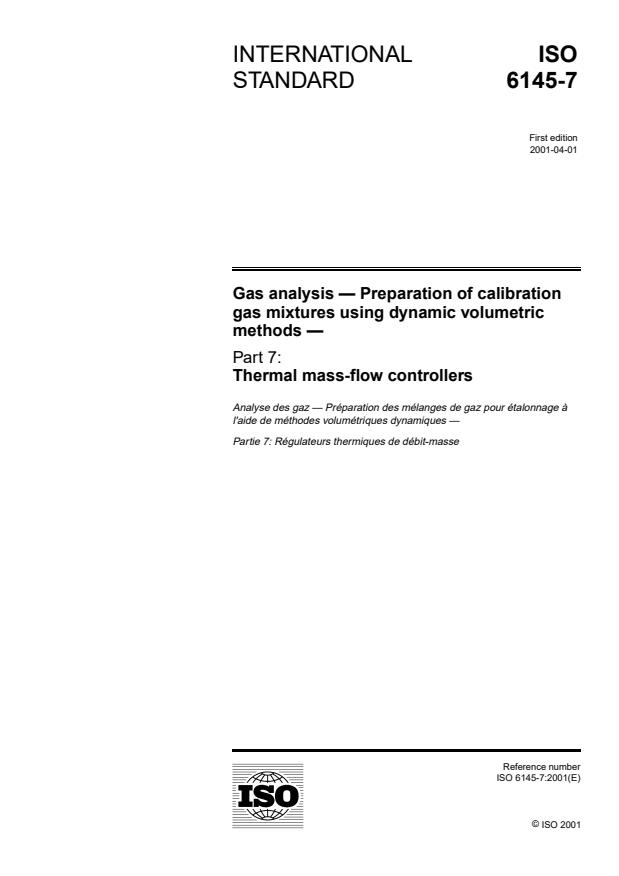 ISO 6145-7:2001 - Gas analysis -- Preparation of calibration gas mixtures using dynamic volumetric methods
