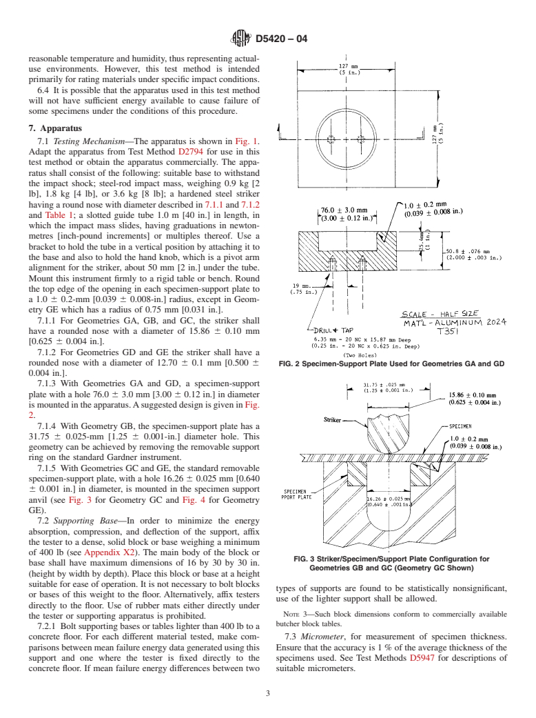 ASTM D5420-04 - Standard Test Method for Impact Resistance of Flat, Rigid Plastic Specimen by Means of a Striker Impacted by a Falling Weight (Gardner Impact)