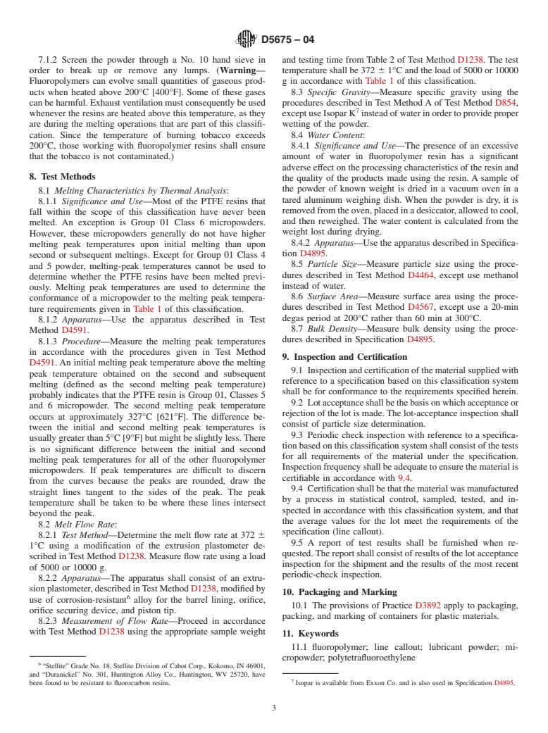 ASTM D5675-04 - Standard Specification for Fluoropolymer Micropowders