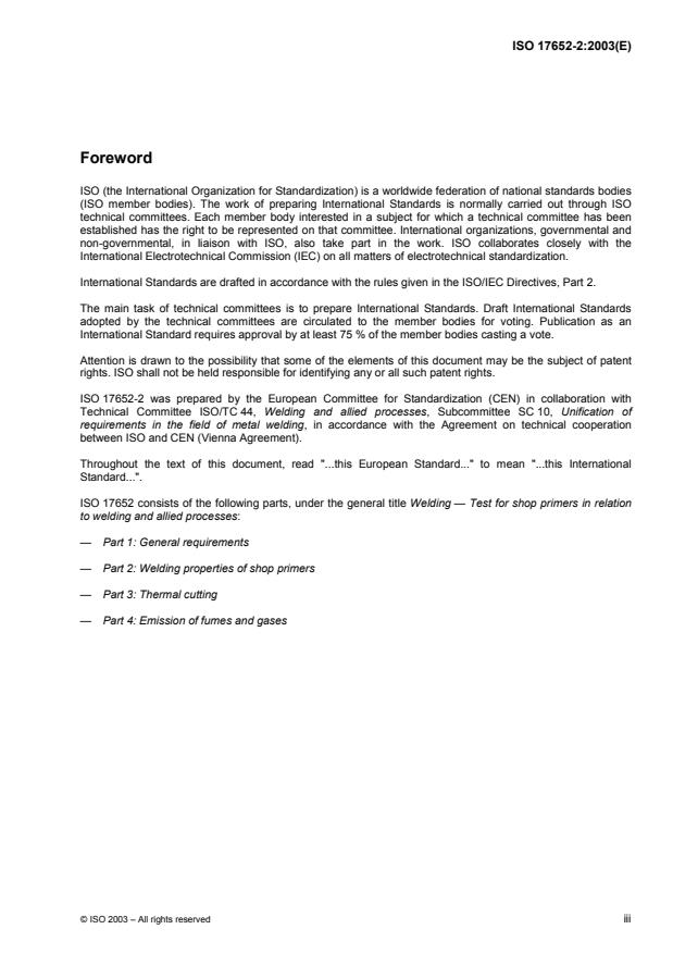 ISO 17652-2:2003 ISO 17652-2:2003 - Welding -- Test for shop primers in relation to welding and allied processes - Page 3 preview